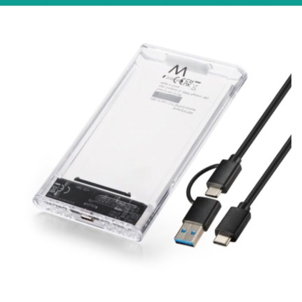 CAIXA EXT. EWENT 2.5' SATA USB-C/USB-A 3.2 TRANSPARENTE